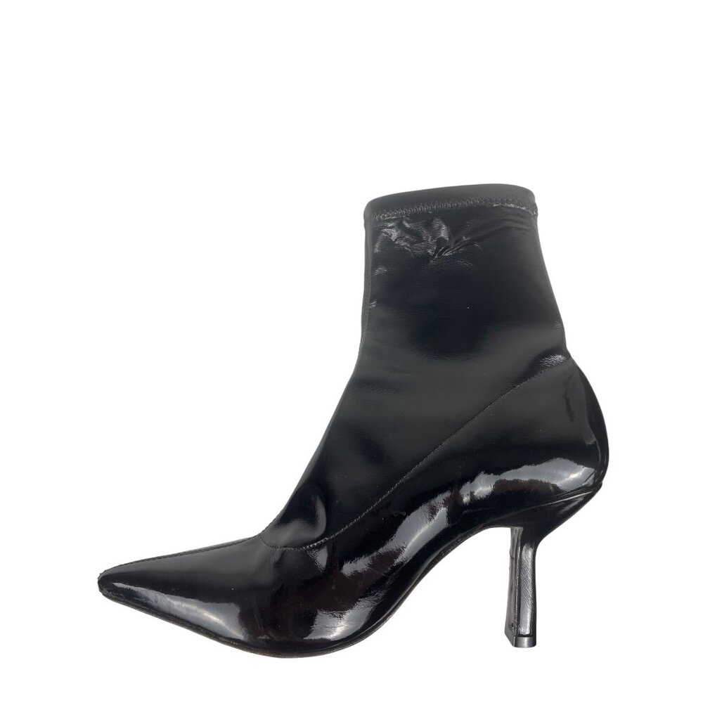 Schutz Women's 6.5B Charleni Brunny Patent Leather Stilletto Sock Bootie Black - Picture 8 of 14